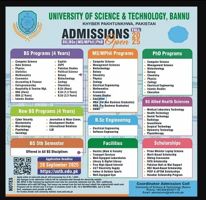 Admission notice for University Of Science and Technology Bannu (Ust Bannu)